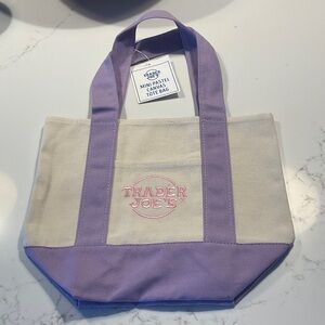 Lavender-Trim Canvas Tote Bag